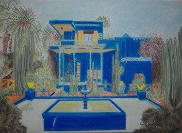 Peinture intitulée "Majorelle" par Ghislaine Limbour, Œuvre d'art originale, Pastel