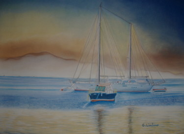 Peinture intitulée "Dans la brume" par Ghislaine Limbour, Œuvre d'art originale, Pastel