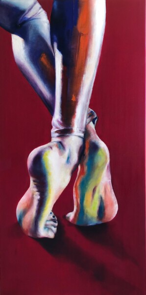 Schilderij getiteld "Footloose 3" door Ghislaine Moitry-Dieval, Origineel Kunstwerk, Olie