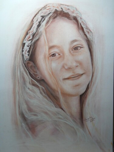 Drawing titled ""Chloé"" by Ghislaine Moitry-Dieval, Original Artwork, Pastel