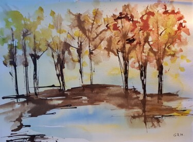 Painting titled "Bosquet" by Ghislaine Rimmen-Mohl, Original Artwork, Watercolor