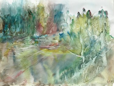 Peinture intitulée "Marécages" par Ghislaine Rimmen-Mohl, Œuvre d'art originale, Aquarelle