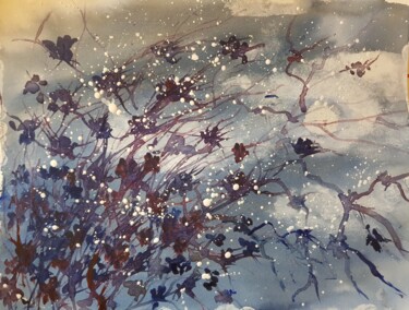 Painting titled "Nuit d'hiver" by Ghislaine Rimmen-Mohl, Original Artwork, Watercolor