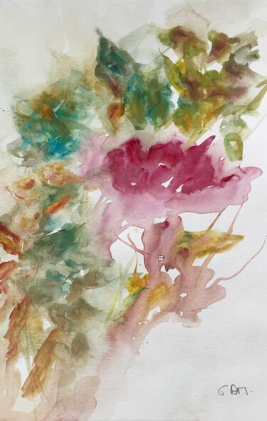 Painting titled "Pivoine" by Ghislaine Rimmen-Mohl, Original Artwork, Watercolor