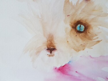 Painting titled "Le chat roux" by Ghislaine Rimmen-Mohl, Original Artwork, Watercolor