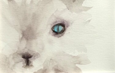 Painting titled "Le chat" by Ghislaine Rimmen-Mohl, Original Artwork, Watercolor
