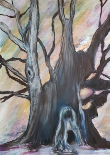 Drawing titled "L'arbre" by Ghislaine Rimmen-Mohl, Original Artwork, Pastel