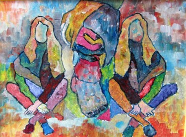Painting titled "Femmes assises" by Ghislaine Rimmen-Mohl, Original Artwork, Acrylic
