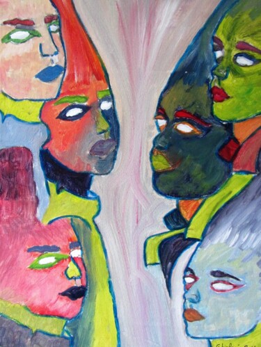 Malerei mit dem Titel "Esprits colorés" von Ghislaine Rimmen-Mohl, Original-Kunstwerk, Acryl