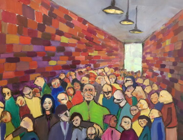 Peinture intitulée "La foule" par Ghislaine Rimmen-Mohl, Œuvre d'art originale, Huile