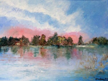 Peinture intitulée "Au bord du lac" par Ghislaine Rimmen-Mohl, Œuvre d'art originale, Huile