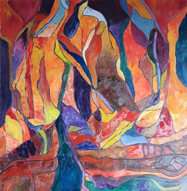 Peinture intitulée "Elément Feu : flamm…" par Ghislaine Rimmen-Mohl, Œuvre d'art originale, Huile