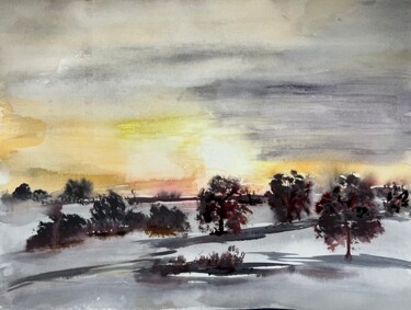 Painting titled "End of the day" by Ghislaine Rimmen-Mohl, Original Artwork, Watercolor