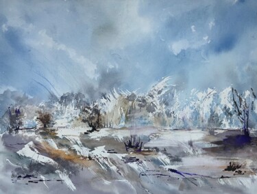 Peinture intitulée "Paysage d’hiver 2023" par Ghislaine Rimmen-Mohl, Œuvre d'art originale, Aquarelle