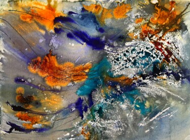 Painting titled "Flowing river" by Ghislaine Rimmen-Mohl, Original Artwork, Ink