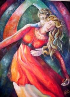 Painting titled "fusion" by Ghislaine Segal, Original Artwork, Oil