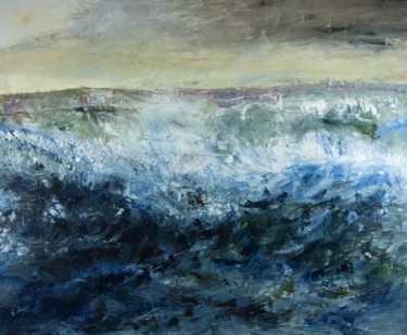 Peinture intitulée "Mer d'orage" par Ghislaine Busson, Œuvre d'art originale