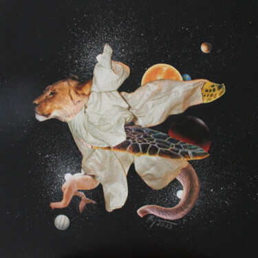 Collages intitulée "La course du centau…" par Ghislaine Gabet, Œuvre d'art originale, Collages