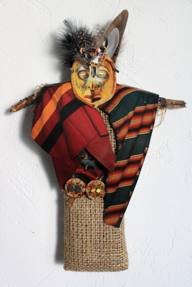 "Spirit Doll shaman" başlıklı Kolaj Ghislaine Gabet tarafından, Orijinal sanat, Kolaj