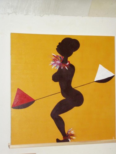 Painting titled "equilibre afric" by Ghislaineh, Original Artwork, Oil