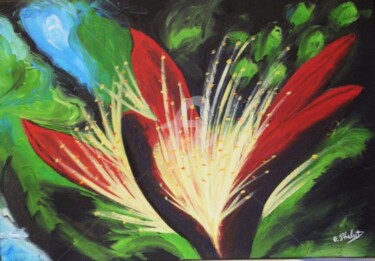 Painting titled "feu d'artifice" by Ghislaine Phelut-Sanchez, Original Artwork, Oil