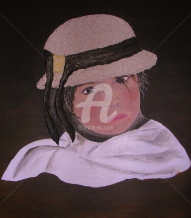 Painting titled "petite fille des An…" by Ghislaine Phelut-Sanchez, Original Artwork, Oil