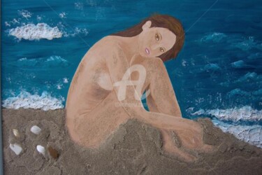 Peinture intitulée "rêverie sur la plage" par Ghislaine Phelut-Sanchez, Œuvre d'art originale
