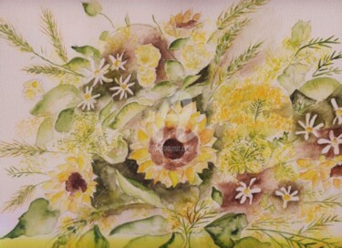 Peinture intitulée "bouquet tournesol" par Ghislaine Phelut-Sanchez, Œuvre d'art originale