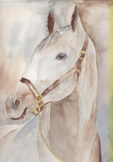 Pintura intitulada "le cheval, ami fidè…" por Ghislaine Phelut-Sanchez, Obras de arte originais