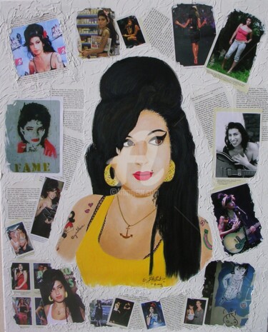 Peinture intitulée "Amy Winehouse" par Ghislaine Phelut-Sanchez, Œuvre d'art originale, Acrylique