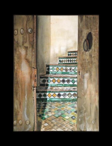 Painting titled "BAB droj.fes medina" by Najib, Original Artwork