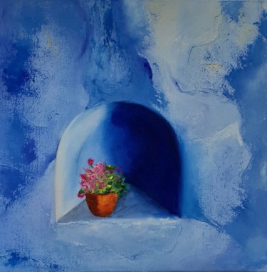 Painting titled "Alcôve bleue" by Ghita Benkirane, Original Artwork, Oil