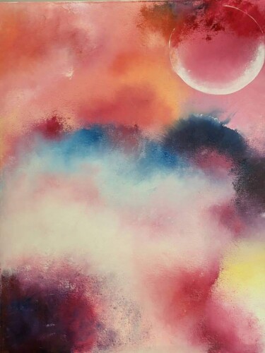 Pittura intitolato "Cosmos en expansion" da Ghita Benkirane, Opera d'arte originale, Olio Montato su Telaio per barella in l…