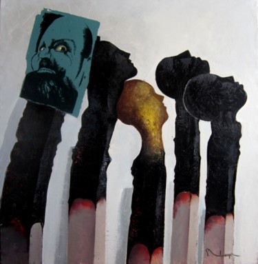 Peinture intitulée "doar chibrituri" par Gheorghe Lungu, Œuvre d'art originale, Huile