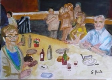Painting titled "A la fête" by Gérard Husta, Original Artwork