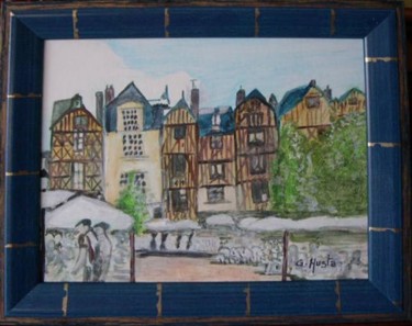 Painting titled "Place Plumereau" by Gérard Husta, Original Artwork