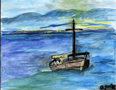 Peinture intitulée "Barque" par Gérard Husta, Œuvre d'art originale