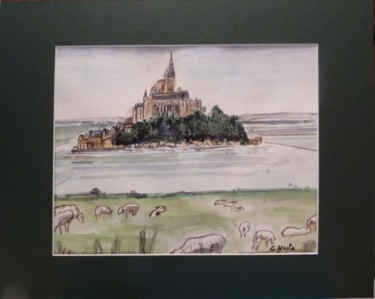 Peinture intitulée "Mont Saint Michel" par Gérard Husta, Œuvre d'art originale