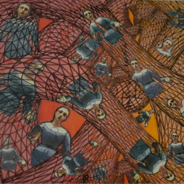 Peinture intitulée "Labyrinthe infernal" par Ghylaine De Laguarigue, Œuvre d'art originale