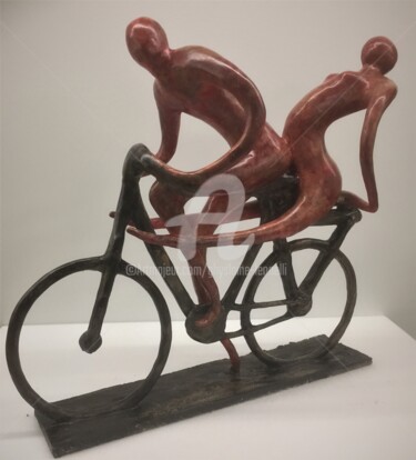 Skulptur mit dem Titel "Sur un air de liber…" von Ghyslaine Leonelli, Original-Kunstwerk, Polymer Ton