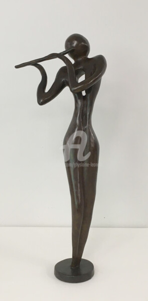 Escultura intitulada "Air de flûte     (b…" por Ghyslaine Leonelli, Obras de arte originais, Bronze