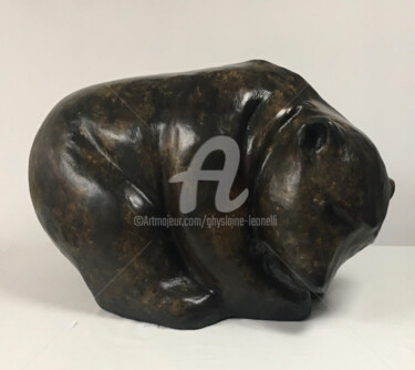 Sculpture titled "Ourson" by Ghyslaine Leonelli, Original Artwork, Resin