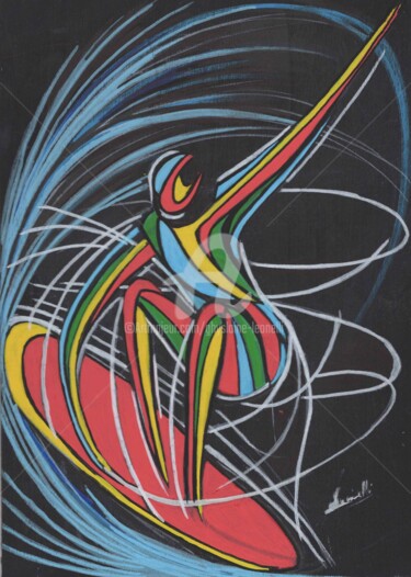 Картина под названием "Sport graph 004" - Ghyslaine Leonelli, Подлинное произведение искусства, Акрил Установлен на Другая ж…