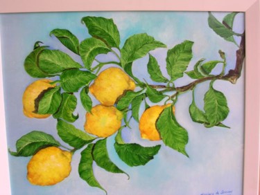 Peinture intitulée "Les citrons de notr…" par Ghyslaine De Sevlian, Œuvre d'art originale, Huile