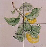 Painting titled "citrons" by Ghyslaine De Sevlian, Original Artwork, Oil