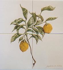 Painting titled "citrons" by Ghyslaine De Sevlian, Original Artwork, Oil