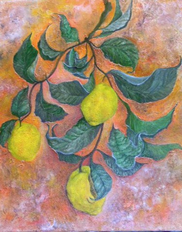 Painting titled "les citrons " by Ghyslaine De Sevlian, Original Artwork, Oil