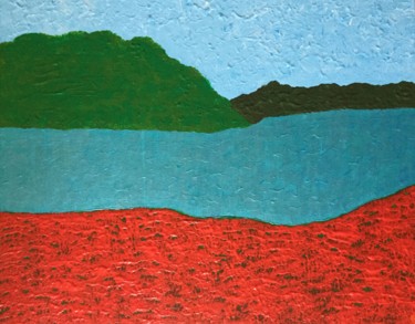 Malerei mit dem Titel "Poppies by the river" von Giart, Original-Kunstwerk, Acryl