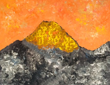 Painting titled "Sunset on Everest" by Giart, Original Artwork, Acrylic