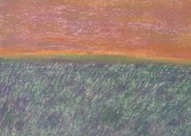 Рисунок под названием "Sunset over lavende…" - Giart, Подлинное произведение искусства, Пастель